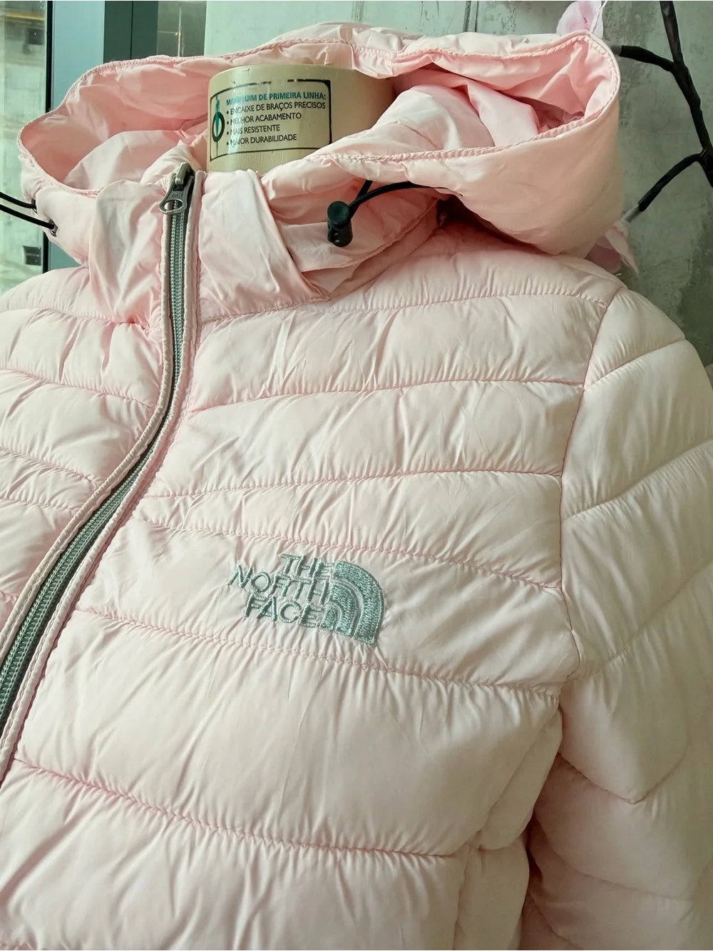 The North Face Girls' Pale Pink Hooded Puffer Jacket Coat Size L